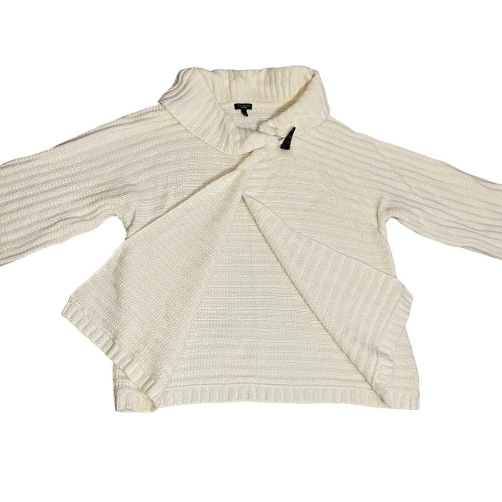Talbots Size Large white cardigan with single button closure Cotton/Viscos/Wool